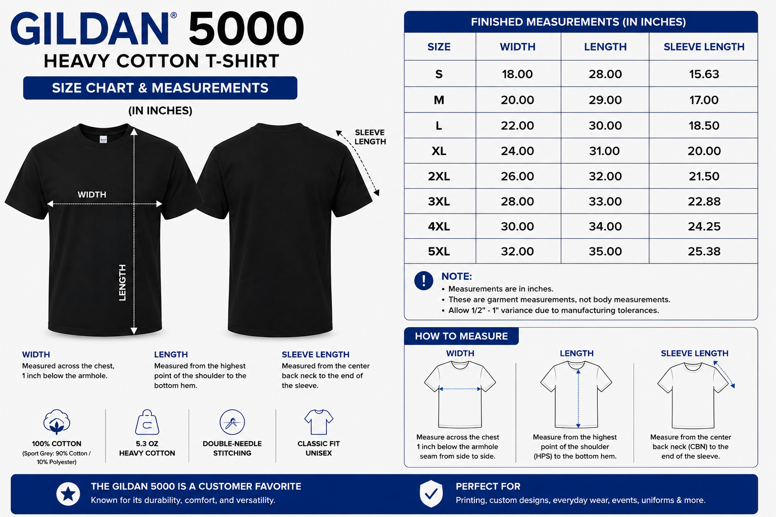 Gildan 5000 Blank T-Shirt | Adult Unisex Heavy Cotton Tee | Black White S-5XL