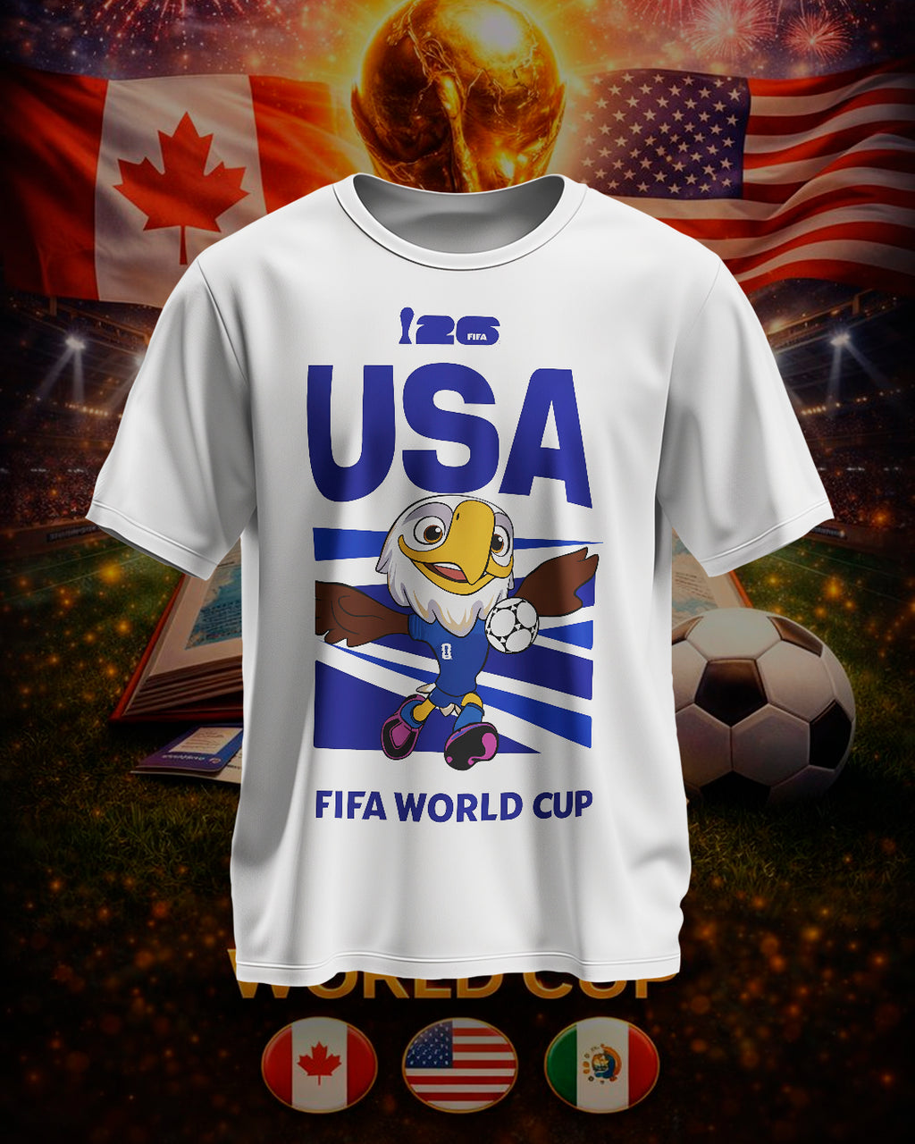 PACK Dtf UV World Cup 2026 PNG Paquete Clipart, Mascotas Mundial, Mexico, Canada, Estados Unidos, Pelota, copa del mundo