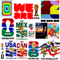 PACK Dtf UV World Cup 2026 PNG Paquete Clipart, Mascotas Mundial, Mexico, Canada, Estados Unidos, Pelota, copa del mundo
